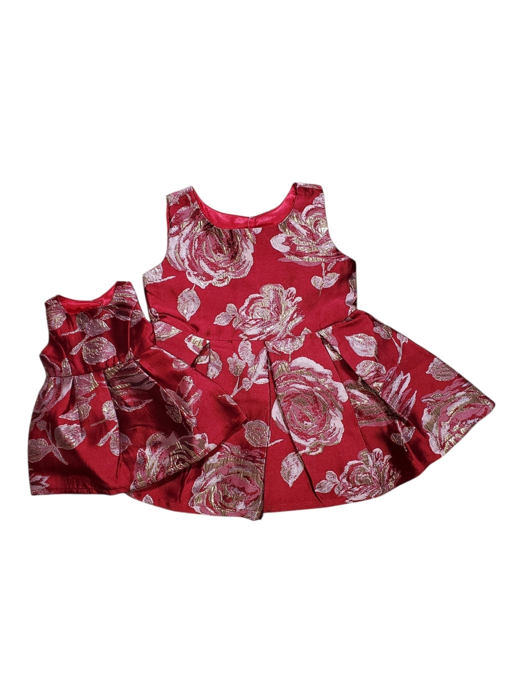 The Children's Place Floral Jacquard Party Dress With Matching Doll Dress